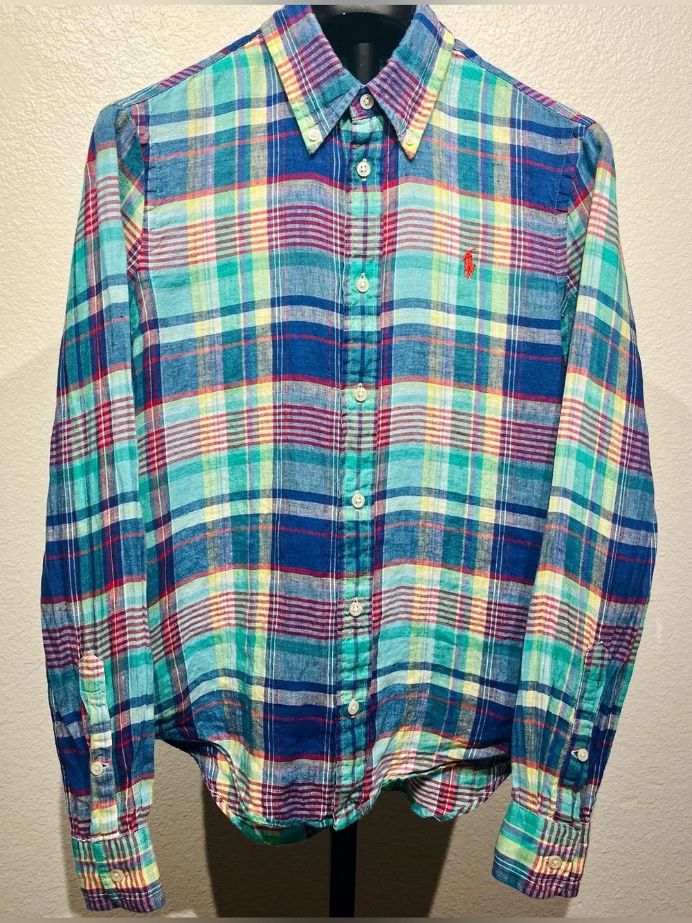 Ralph Lauren 100% Linen Multicolor Plaid Button-Down Shirt - Size S (Women’s)